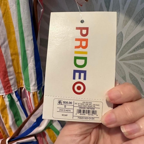 NWT Target Pride Striped Woven Shirt Dress Size Small Colorful Maxi Collared - Picture 5 of 9